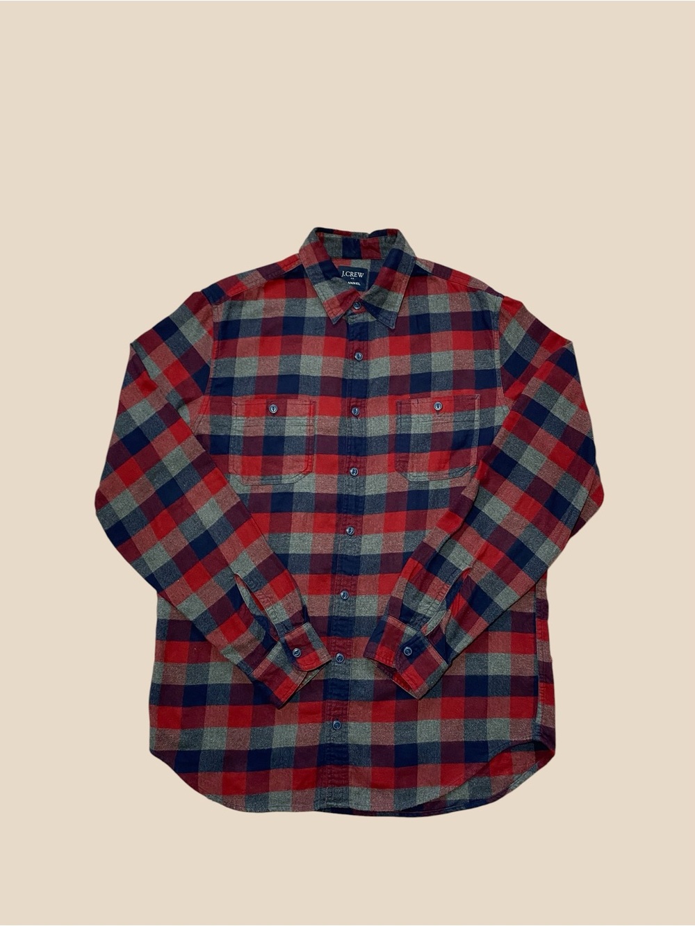J. Crew Red, Navy & Gray Plaid Button-Down Shirt